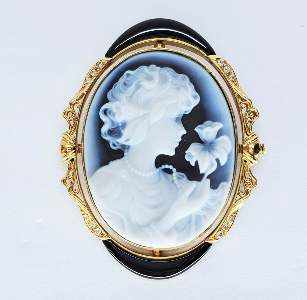 金,カメオ,ブローチ