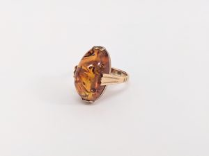 585刻印,リング,琥珀