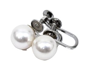 Pt850,パール付き,イヤリング