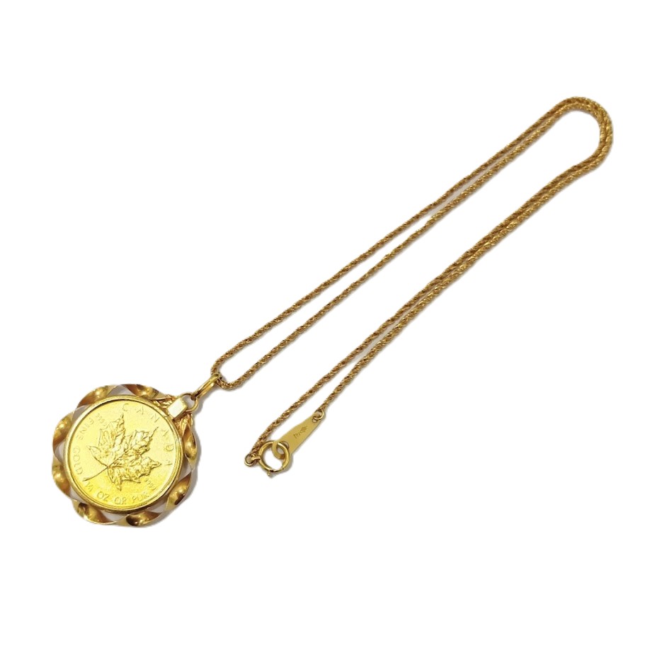 K18,ネックレス,コイン