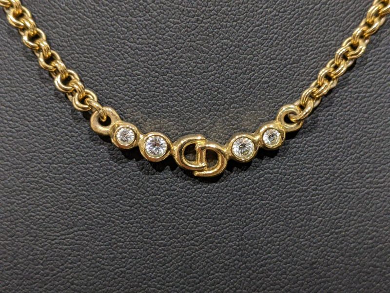 Christian Dior,ラインストーン,ネックレス