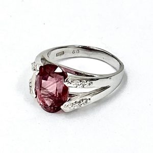 K18WG石付リング,ホワイトゴールド,石付