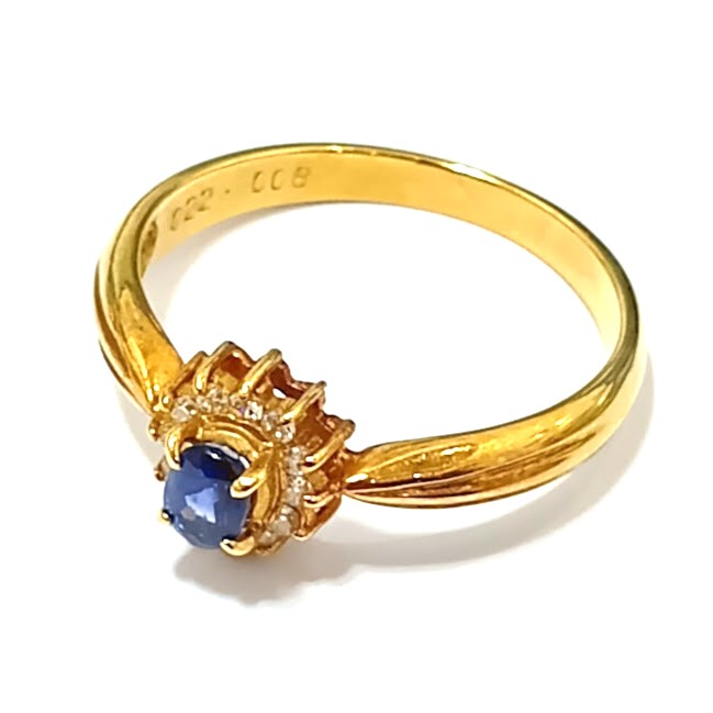 K18,サファイア,リング