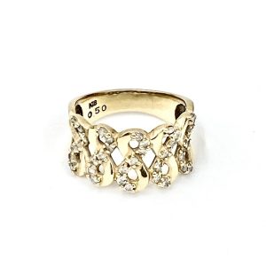 K18デザインリング,石付,18金