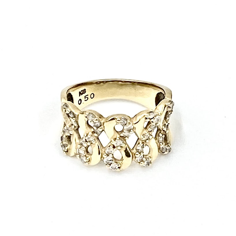 K18デザインリング,石付,18金