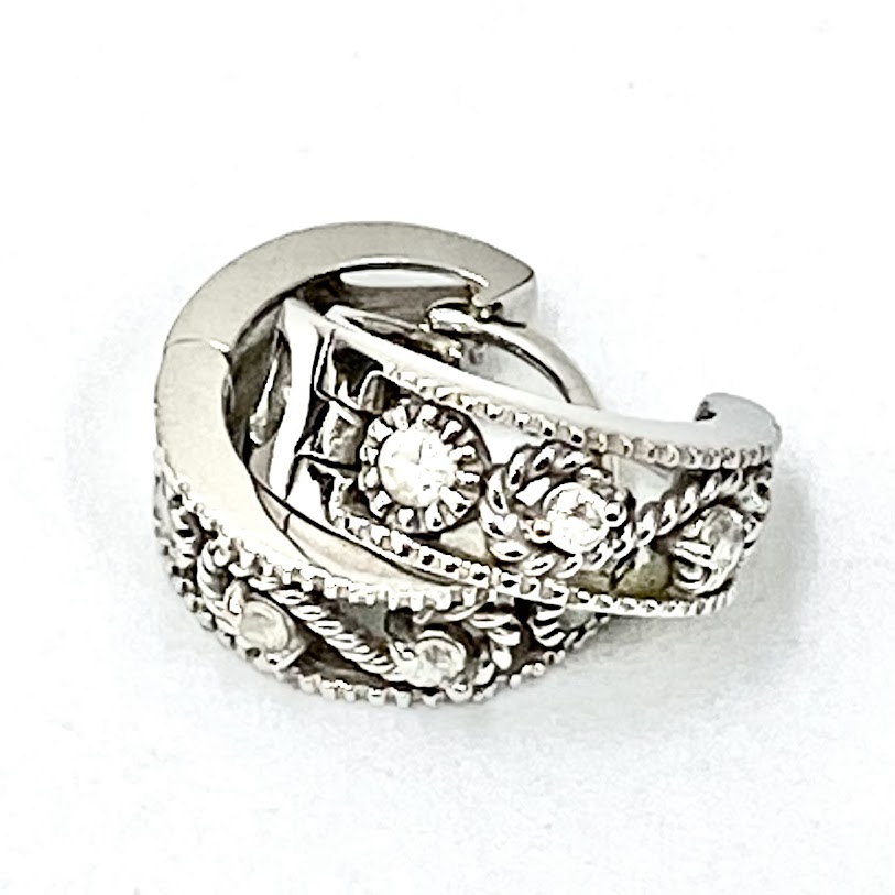 K14WG石付ピアス,ホワイトゴールド,石付