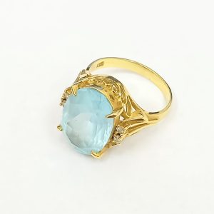 K18,リング,アクアマリン