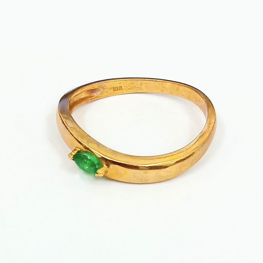 K18,リング,エメラルド