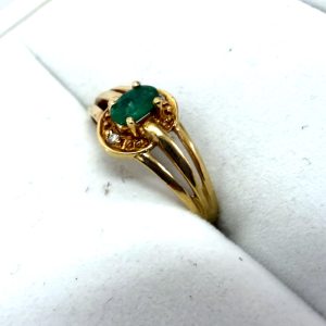 K18,リング,エメラルド
